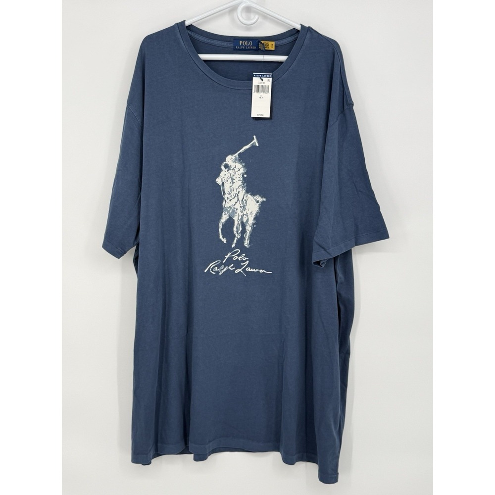 Polo Ralph Lauren Men's Blue Tshirt with Printed Big Pony 4XLT NWT
